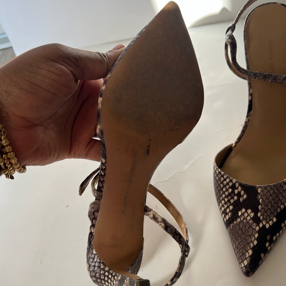 Banana republic snake skin brown/black size 9 pointes toe/ pencil heel… - Picture 4 of 7